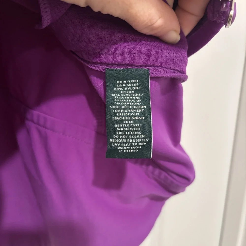 Lauren Ralph Lauren Vest Women Medium Active Full Zip Purple Stretch Performance